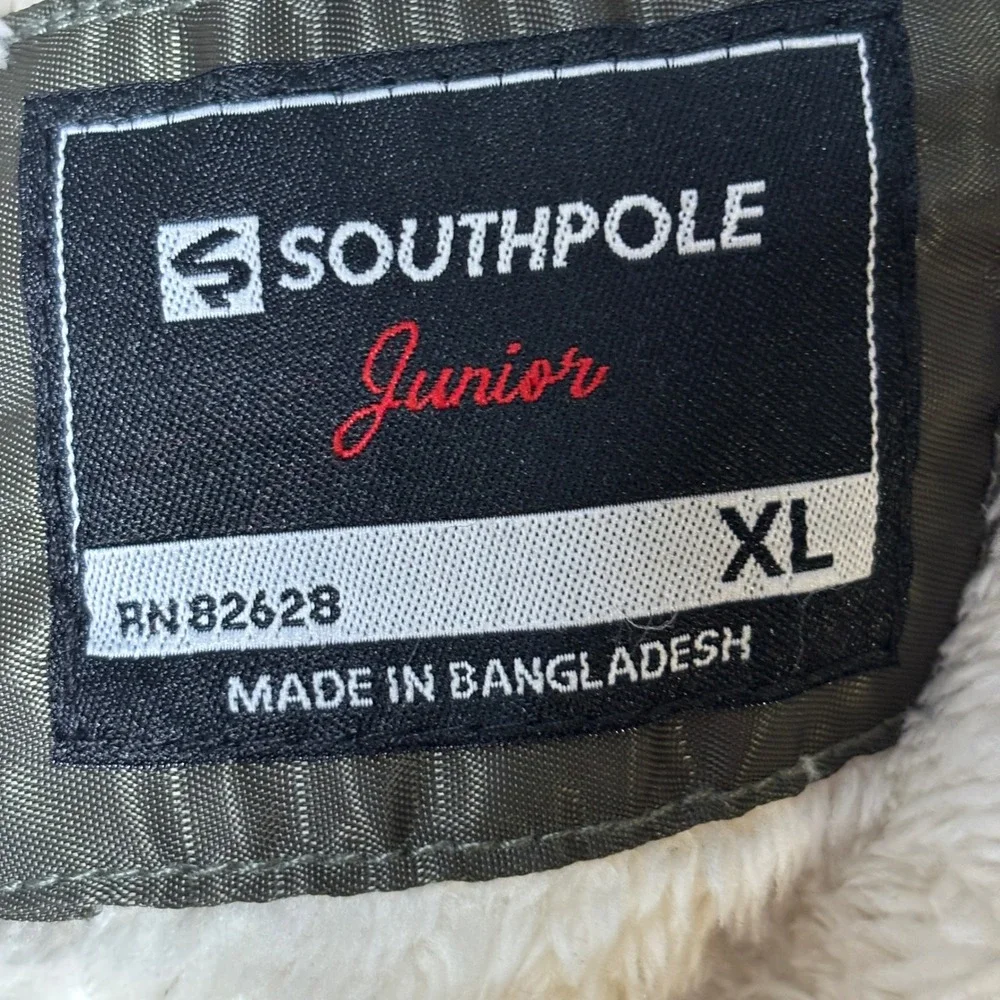 Southpole Kids Bomber Jacket NASA Space Explorer Sherpa‎ Lined Olive Green XL